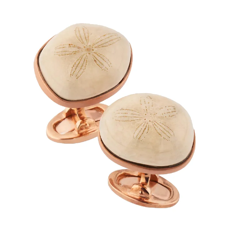 Cufflinks with silver and enamel combinations for a colorful and polished look-Sand Dollar Rose Gold Sterling Cufflinks