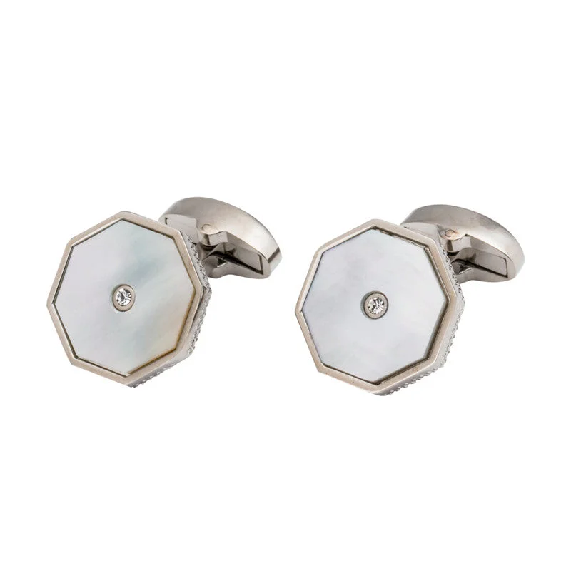 Best cufflinks with gemstone and metal inlays for a colorful and eye-catching design-Mother Of Pearl Lines Cufflinks