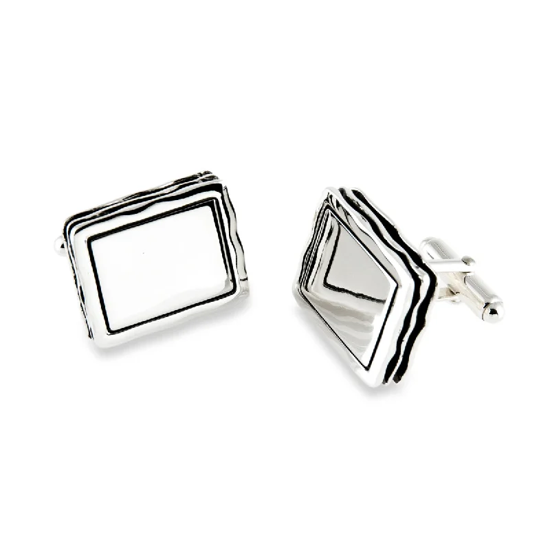 Best cufflinks with blue enamel designs for a pop of color and elegance-Waves Engravable Cufflink