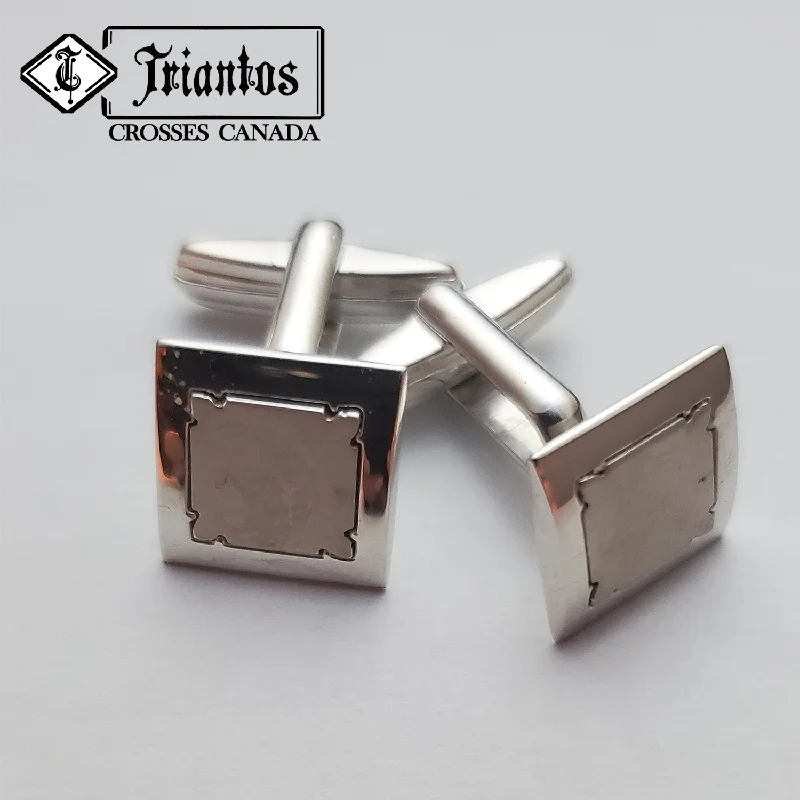 Best cufflinks with classic oval designs for a traditional and versatile appearance-Triantos Engravable Men's Square Matte Sterling Silver Cufflinks Triantos