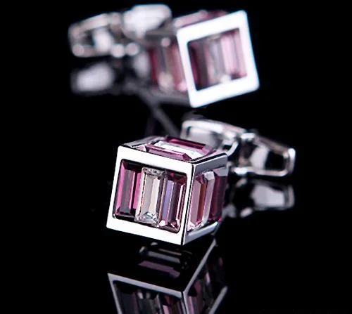 Unique cufflinks with gemstone accents for a bold and luxurious look-Purple Crystal square cufflinks