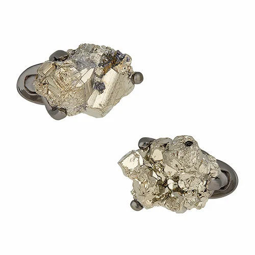 Best cufflinks for formal wear with classic designs and polished finishes-Pyrite Gemstone Sterling Silver Cufflinks