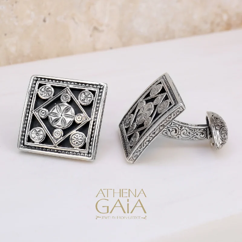 Best cufflinks with silver plating for an affordable yet luxurious appearance-Monastiraki Church Stars Above Silver Cufflinks