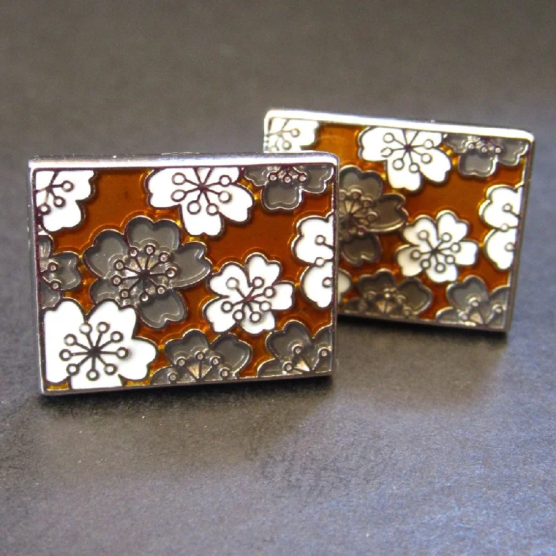 Best cufflinks with a sleek black finish for a contemporary, edgy look-Cherry Blossom Gold Cuff Link