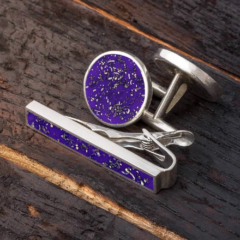 Best cufflinks with pearl inlays for a classy and elegant style-Purple Stardust Cuff Links & Tie Clip Bundle