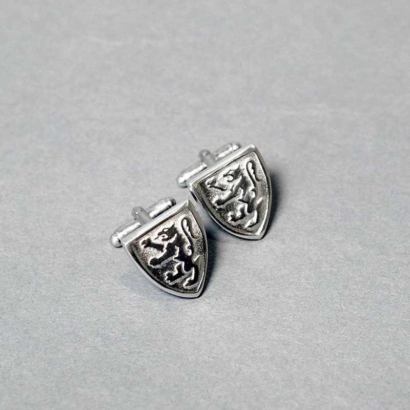 Elegant cufflinks with unique designs for a stylish and sophisticated look-Pewter Cufflinks with Scottish Lion