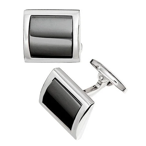 Best cufflinks with a polished brass finish for a vintage-inspired aesthetic-Curved Square Gemstone Sterling Silver Cufflinks I Jan Leslie