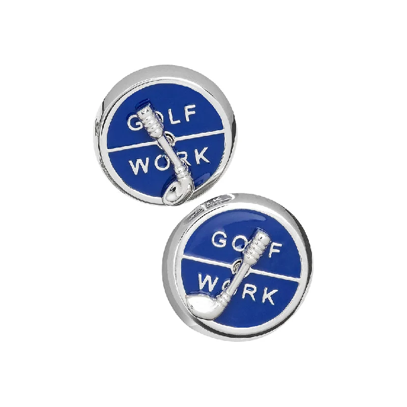 Best cufflinks with gold inlays for a luxurious and refined finish-GOLF OR WORK? Spinner Sterling Silver Cufflinks