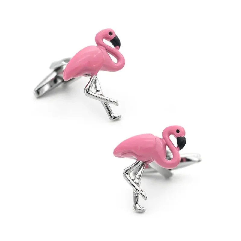 Stylish cufflinks with modern geometric designs for a contemporary fashion statement-FLAMINGO SILVER CUFFLINKS