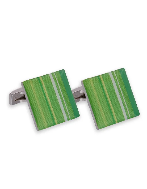 Best cufflinks with multicolored stones for a bold and vibrant appearance-Green Enamel Cufflinks