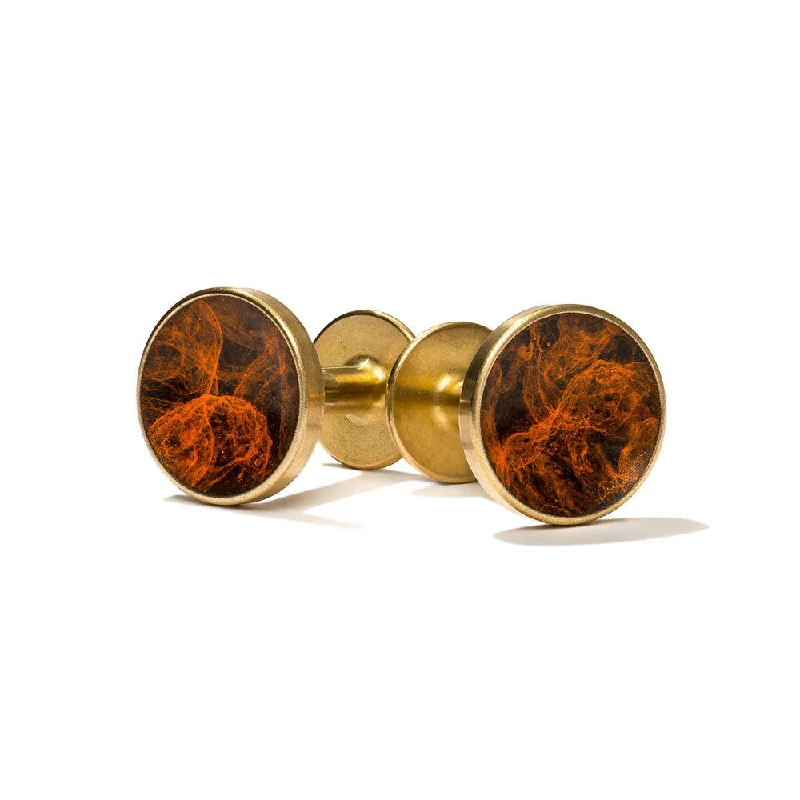 Best cufflinks with gemstone inlays for a colorful and stylish finish-Bayley Burnt Orange brass cufflinks