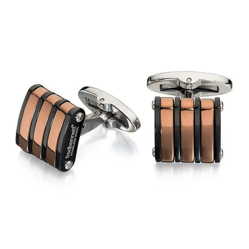 Best cufflinks for black tie events with sleek and minimalist designs-Fred Bennett Stainless Steel Cufflinks V503