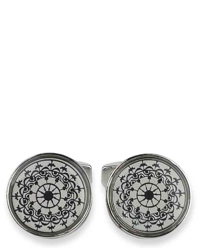 Best cufflinks with sterling silver finishes for a refined and sophisticated style-DÉCLIC Ornate Round Cufflink