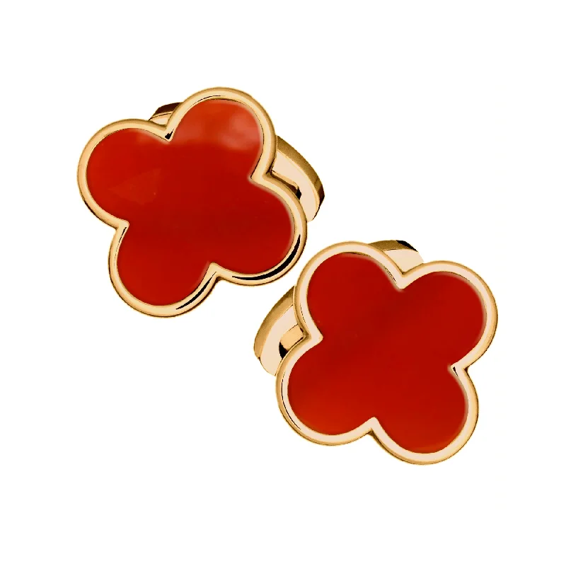 Designer cufflinks with intricate patterns for a high-fashion and stylish look-Four Leaf Clover 18K Gold Vermeil Sterling Cufflinks