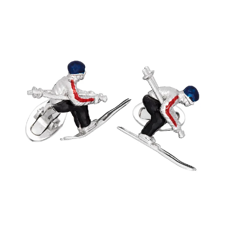 Best cufflinks for luxury gifts with high-quality materials and craftsmanship-Skier Moving Sterling Cufflinks