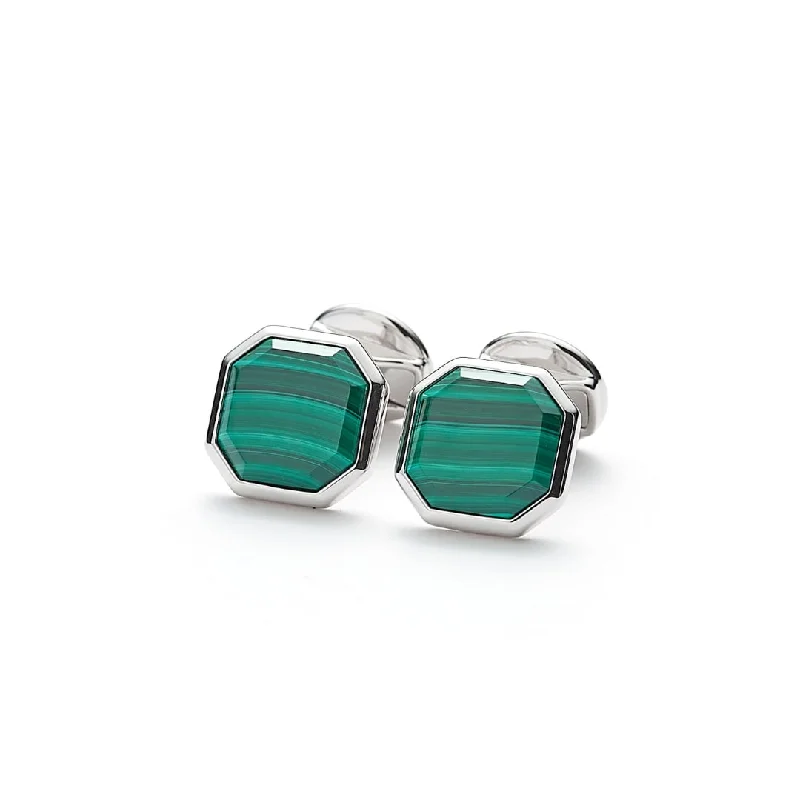 Best cufflinks with spherical designs for a playful and stylish twist-Cufflinks Square Facet Malachite