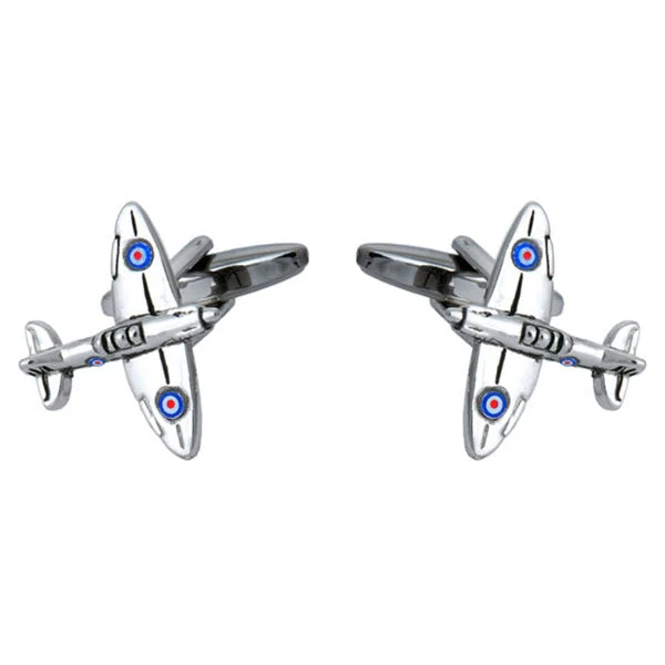 Best cufflinks with polished titanium for a modern, sleek design-Spitfire Rhodium Plate Mens Cufflinks 901149