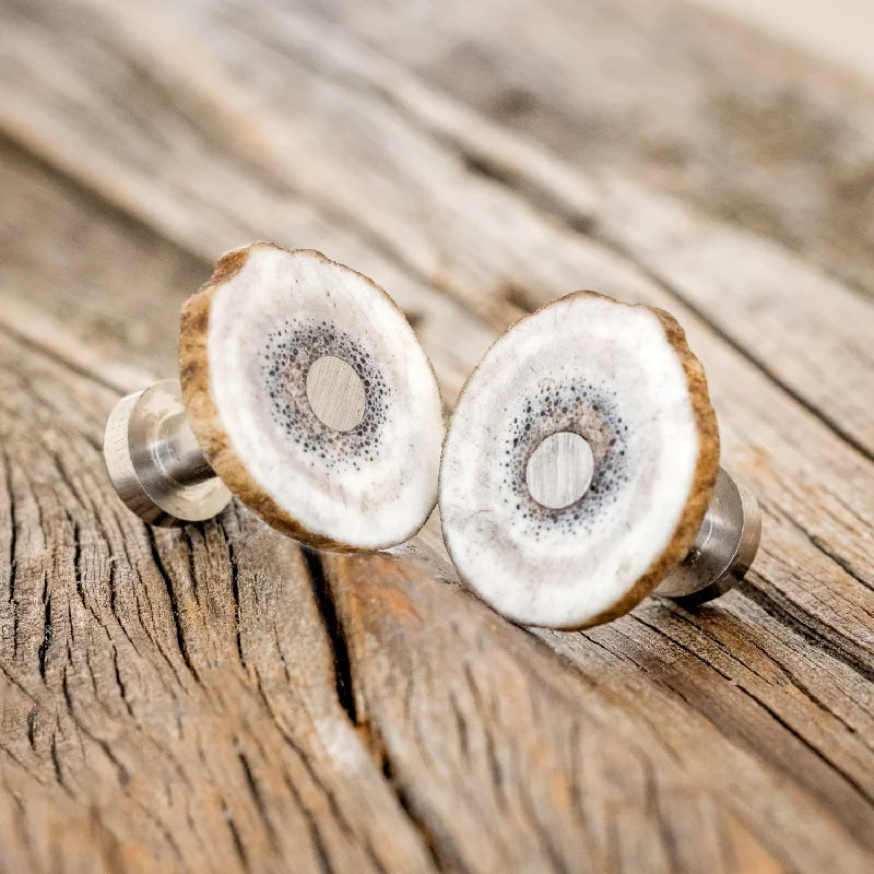 Best cufflinks for black tie events with sleek and minimalist designs-ELK ANTLER CUFFLINKS WITH TITANIUM BASES