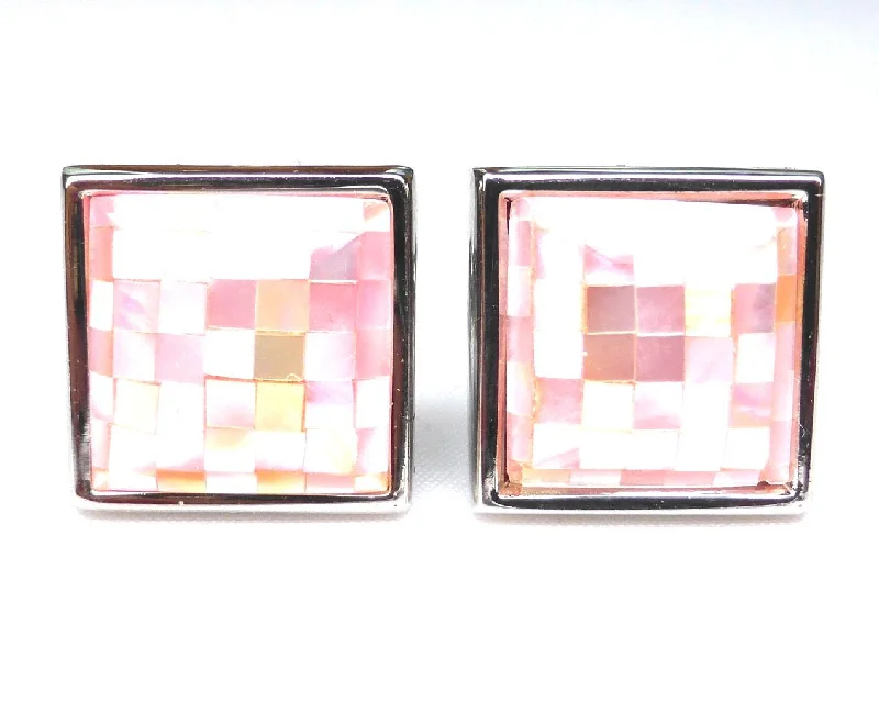 Cufflinks with luxe pearl inlays for a refined, classic look-Pink Shell Mosaic Cufflinks