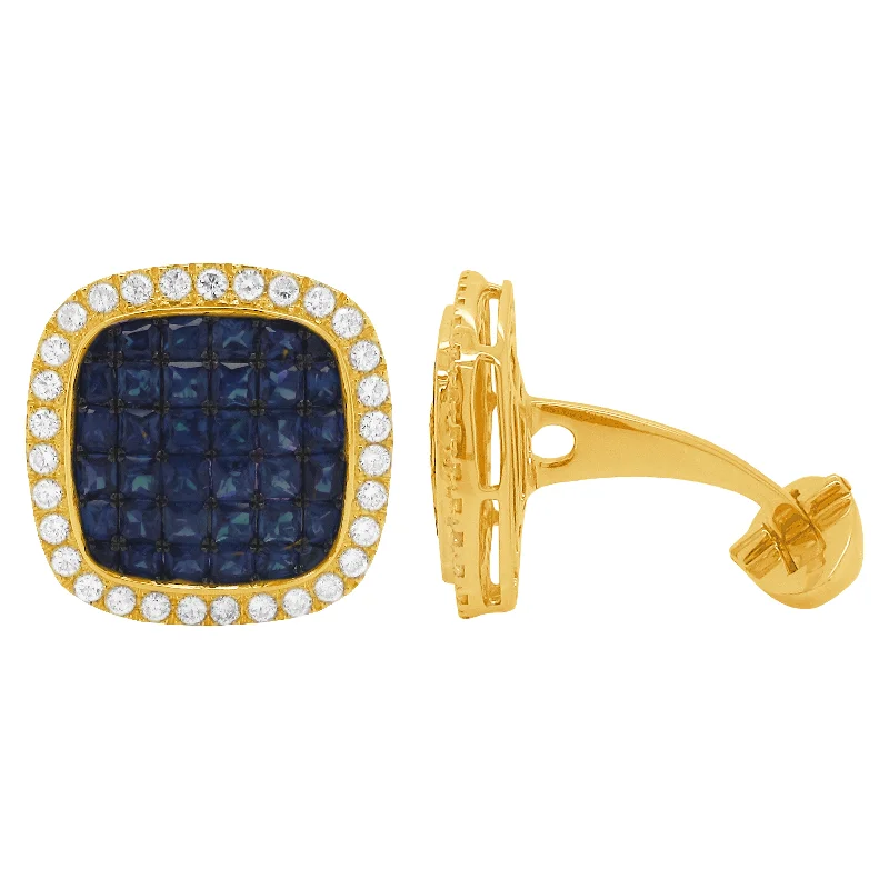 Best cufflinks with matching tie clips for a coordinated and fashionable set-14K GOLD DIAMOND SAPPHIRE COLE CUFFLINKS