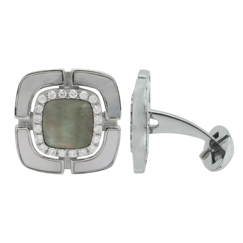 Best cufflinks with vintage coin designs for a unique and historical look-14K GOLD DIAMOND MOTHER OF PEARL HOWARD CUFFLINKS