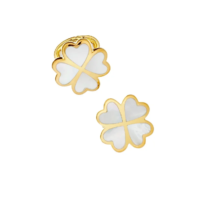 Best cufflinks for special occasions with precious stones for a luxurious touch-Lucky Four Leaf Clover Gold Vermeil Cufflinks