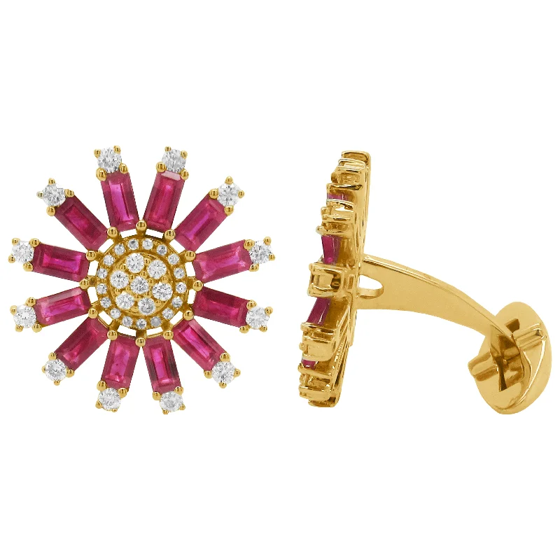 Best cufflinks with polished titanium for a modern, sleek design-14K GOLD DIAMOND RUBY MEL CUFFLINKS