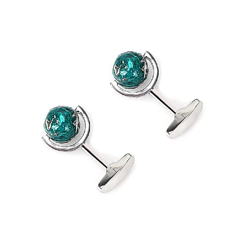 Best cufflinks with pearl inlays for a classy and elegant style-Luxury High Grade Green Earth Swank Cufflinks