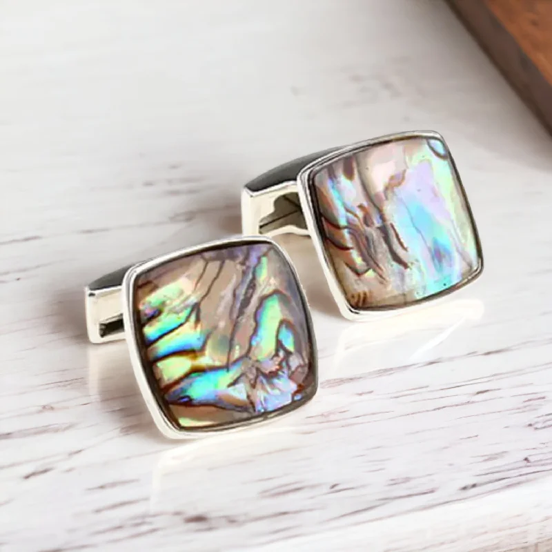 Best cufflinks for formal events with timeless designs in classic silver and gold-Chokore Natural Abalone Stone Cufflinks