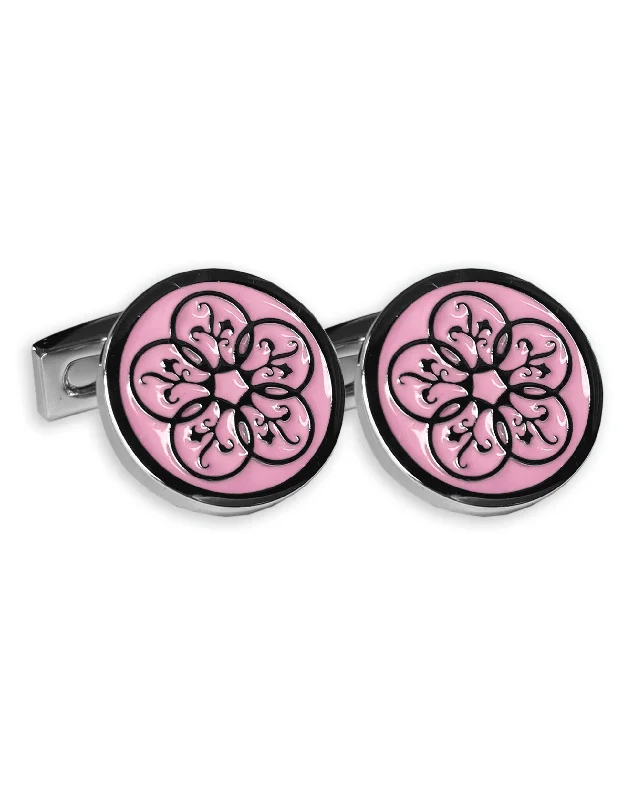 Designer cufflinks with intricate patterns for a high-fashion and stylish look-Silver Enamel Logo Cufflinks