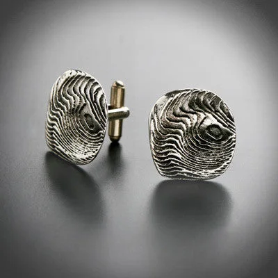 Best cufflinks for business attire with simple, sleek designs for professionals-Oxidized silver organic designed cufflinks