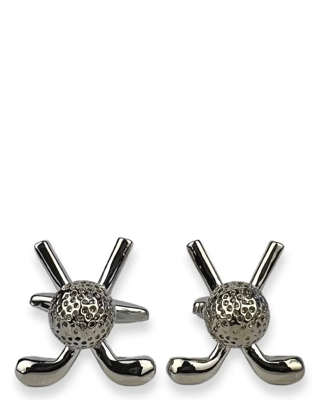 Best cufflinks with a brushed silver finish for a sleek and contemporary vibe-DÉCLIC Golf Stick & Ball Cufflink - Silver