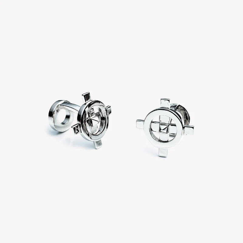 Best cufflinks with etched floral patterns for an elegant and sophisticated design-MENS COMPASS CUFFLINKS