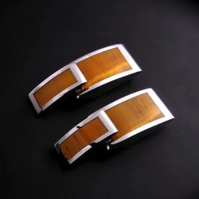 Best cufflinks with enamel designs for vibrant and colorful accents-TIGER EYE