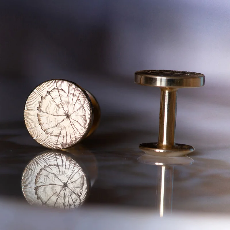 Best cufflinks for groomsmen with matching sets for a cohesive wedding look-Edition - Oak Hand Engraved brass cufflinks