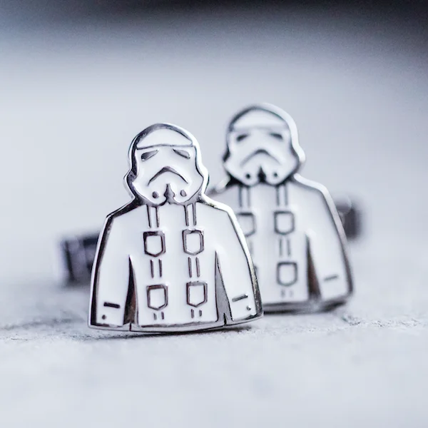 Best cufflinks for formal events with timeless designs in classic silver and gold-Storm Trooper in a Guayabera