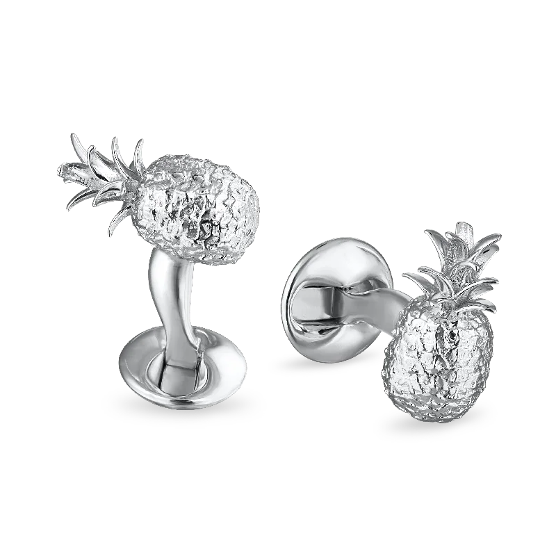 Luxury cufflinks with diamond accents for a high-end and elegant accessory-Las Piñas in Silver