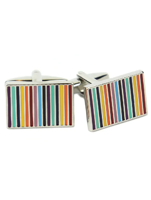 Cufflinks with brushed stainless steel designs for a rugged and modern style-DÉCLIC Multi-Stripe Rectangle Cufflink