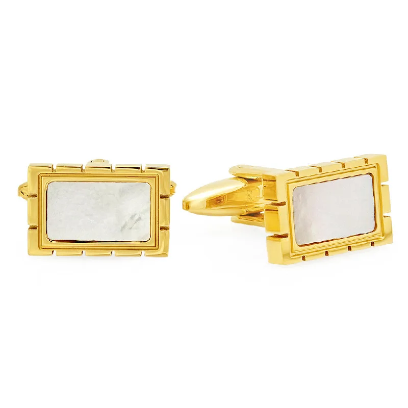 Best cufflinks with gemstone and metal inlays for a colorful and eye-catching design-18k Gold Plated Mother of Pearl Cufflinks