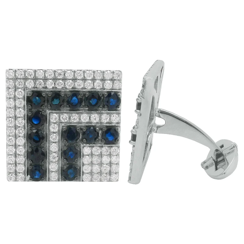 Best cufflinks with a polished gold finish for a luxurious and timeless look-14K GOLD DIAMOND SAPPHIRE HENRY CUFFLINKS