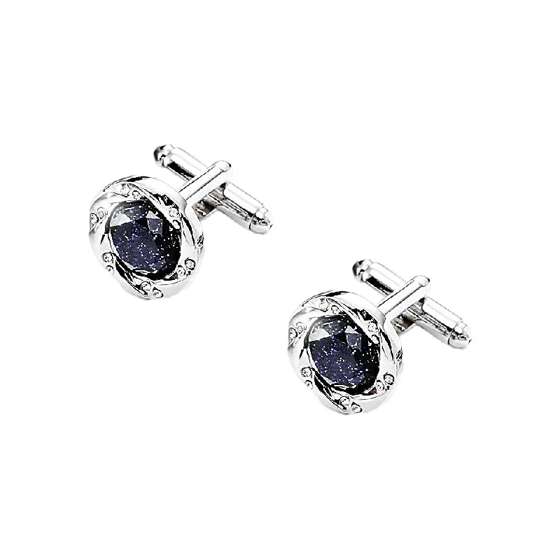 Cufflinks with classic round designs for a versatile and timeless accessory-Simple Star Stone Men's French Swank Cufflinks