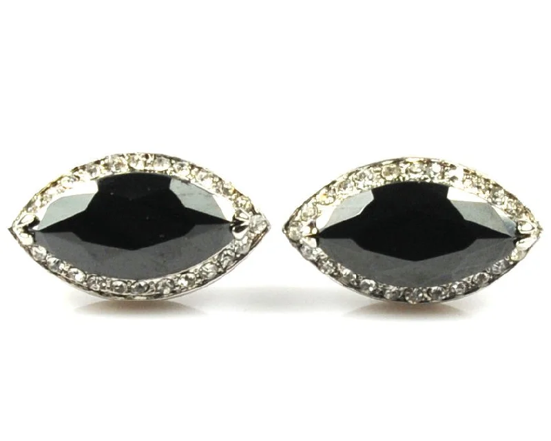 Cufflinks with unique novelty designs for fun and creative gifts-Black silver cufflinks with crystals