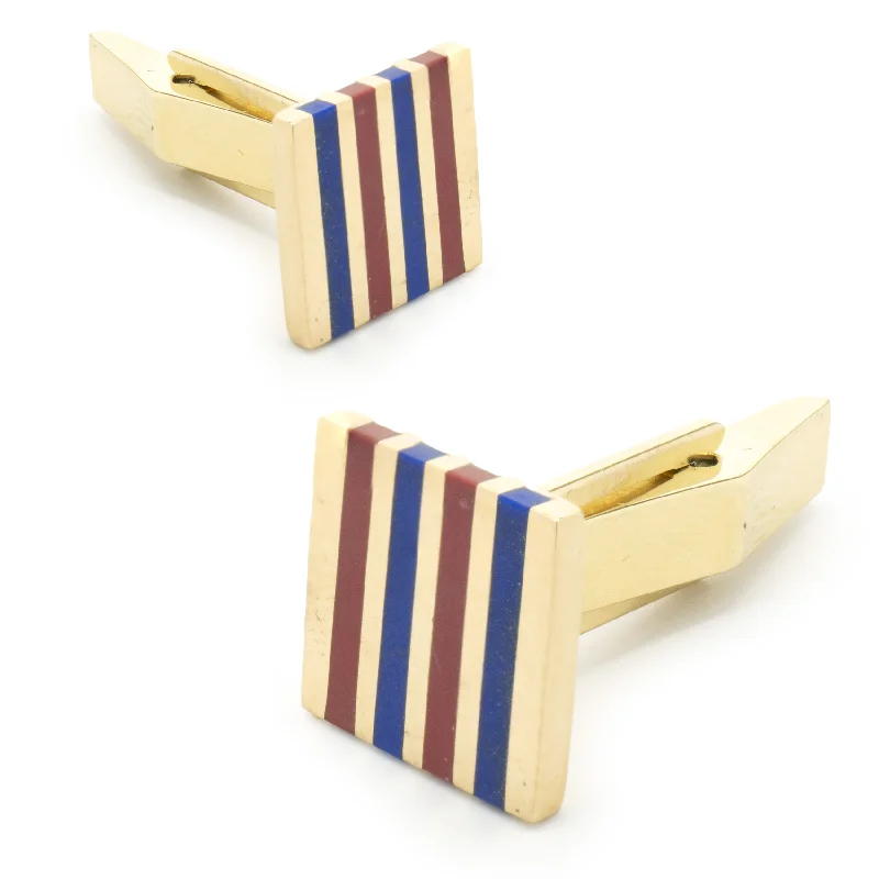 Best cufflinks with modern minimalist designs for a chic, subtle style-18 Karat Yellow Gold Lapis and Coral Cufflinks