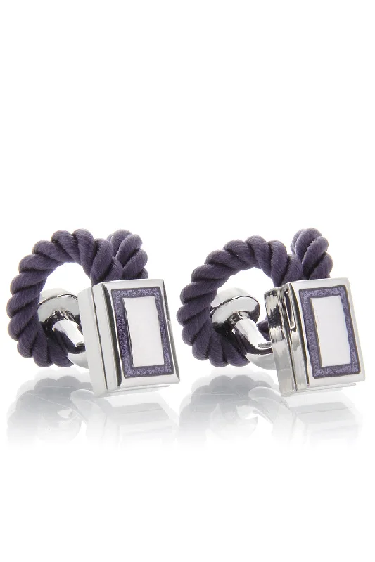 Best cufflinks with enamel designs for vibrant and colorful accents-BABETTE WASSERMAN ROPE Wrap Purple Cufflinks