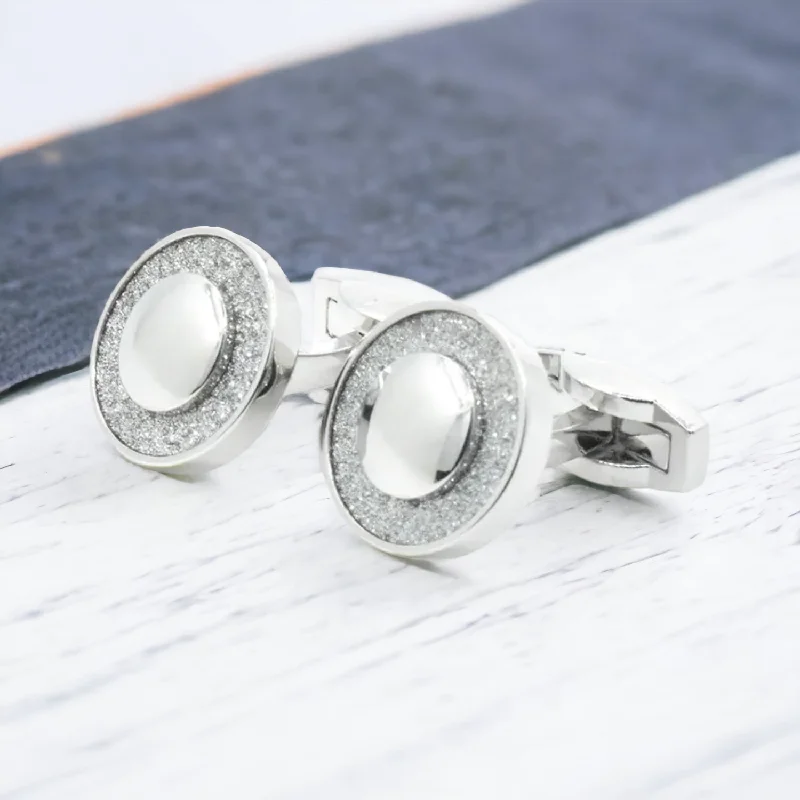 Best cufflinks with pearl inlays for a classy and elegant style-Chokore Silver Sandstone Cufflinks