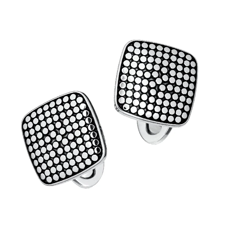 Best cufflinks with spherical designs for a playful and stylish twist-Dotted Square Sterling Cufflinks