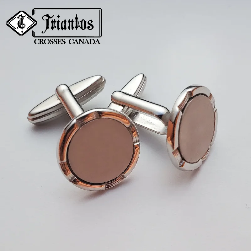 Cufflinks with classic striped patterns for a clean and elegant finish-Engravable Men's Matte Sterling Silver Cufflinks Triantos