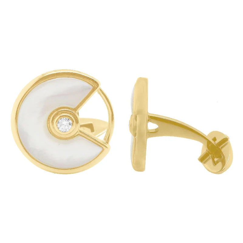 Cufflinks with animal prints for a bold and fashionable accessory-14K GOLD DIAMOND AND MOTHER OF PEARL BENNY CUFFLINKS