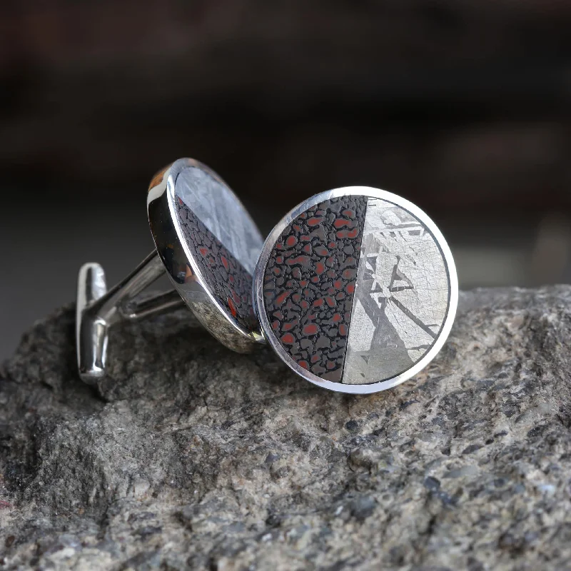 Cufflinks with vintage military designs for a distinctive and bold look-Dinosaur Fossil & Meteorite Cuff Links