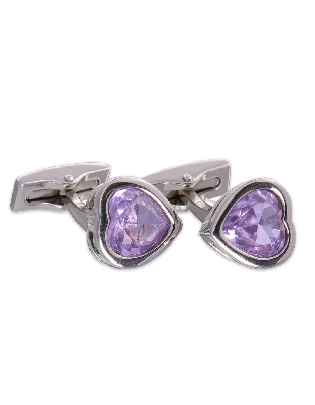 Best cufflinks with onyx inlays for a sleek, elegant and timeless appearance-Heart Gemstone Cufflinks